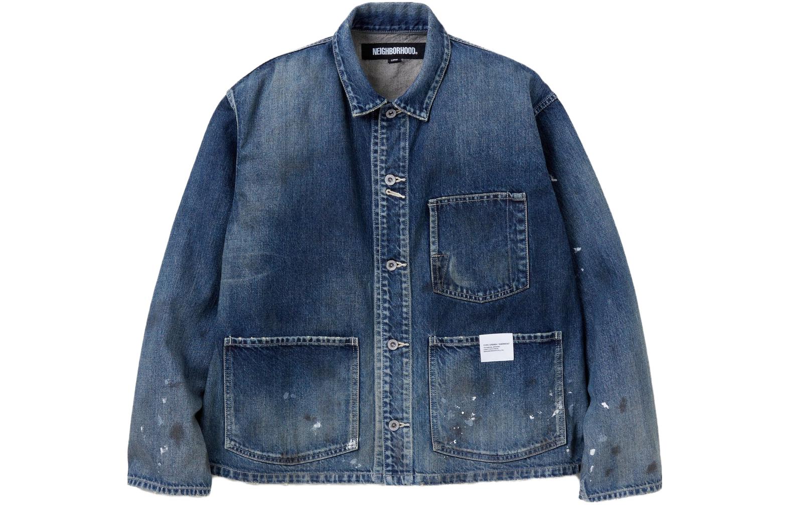 NEIGHBORHOOD Джинсовая куртка утилитарная с эффектом брызг краски, Indigo
NEIGHBORHOOD Джинсовая куртка утилитарная с эффектом брызг краски, Indigo