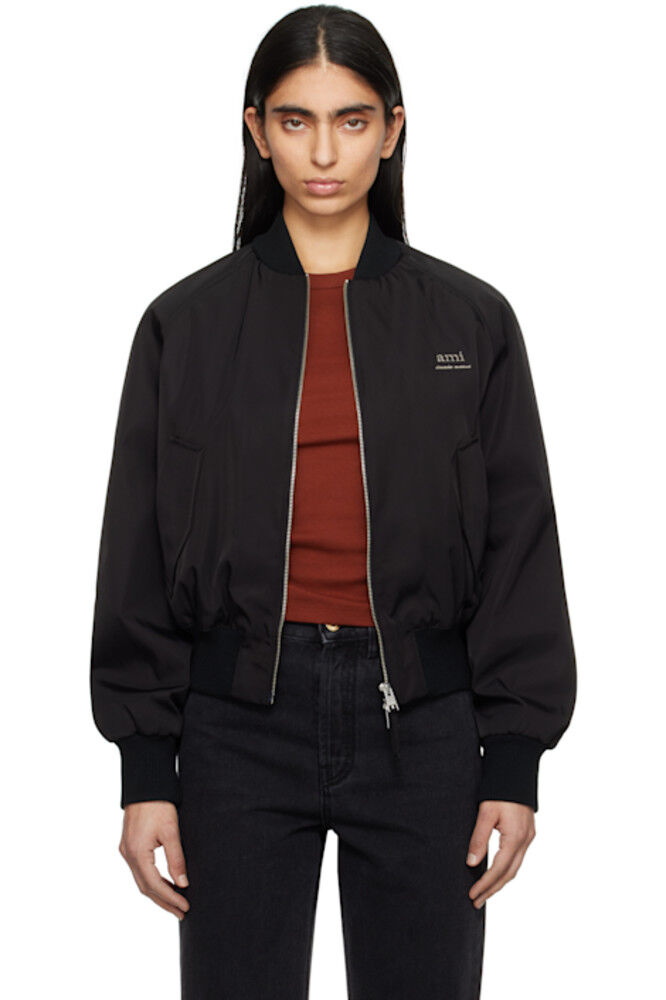 Черная куртка-бомбер из твила AMI Paris, Черный, Черная куртка-бомбер из твила AMI Paris
Черная куртка-бомбер из твила AMI Paris, Черный, Черная куртка-бомбер из твила AMI Paris