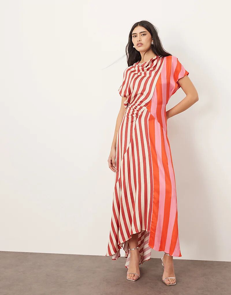 Платье макси ARRANGE с воротником-хомутиком и асимметричным подолом в полоску с цветными блоками
Платье макси ARRANGE с воротником-хомутиком и асимметричным подолом в полоску с цветными блоками