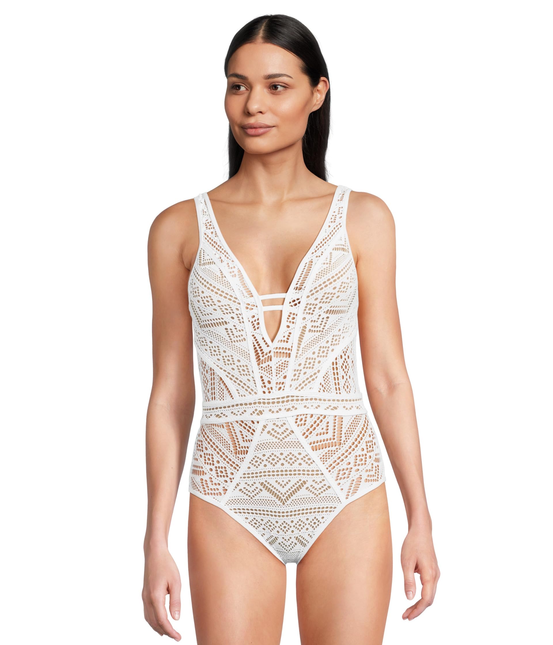 Купальник BECCA Color Play Crochet Plunge One Piece, White 1
Купальник BECCA Color Play Crochet Plunge One Piece, White 1