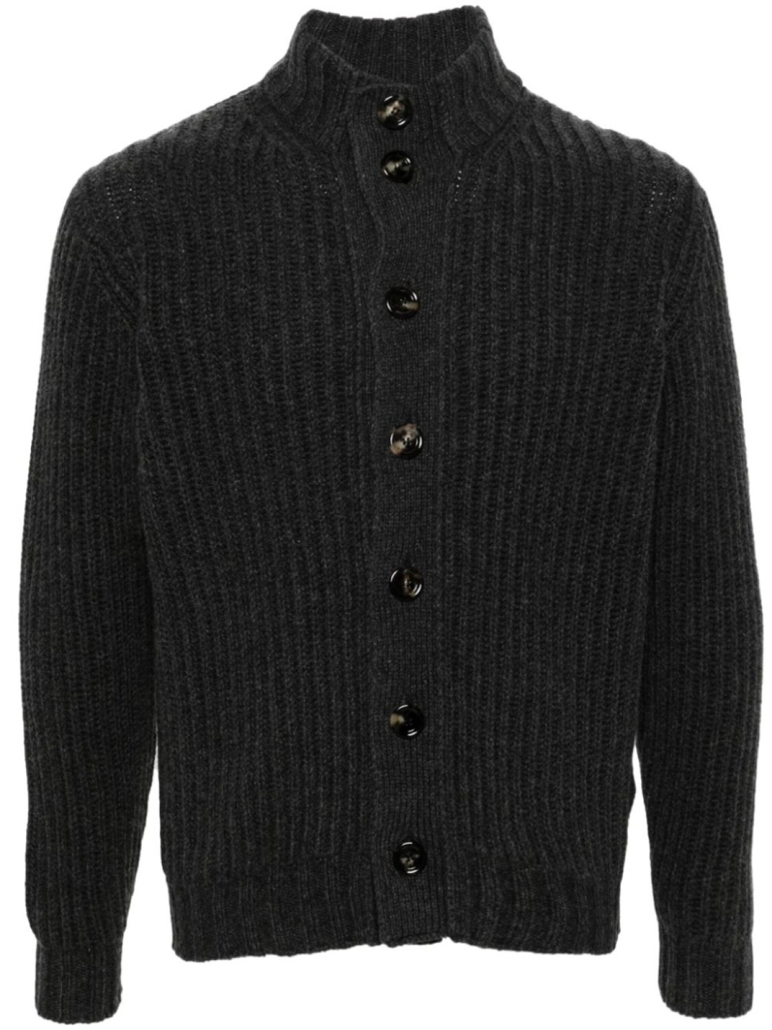 Кашемировый кардиган с высоким воротником Dell'oglio, серый 
Кашемировый кардиган с высоким воротником Dell'oglio, серый