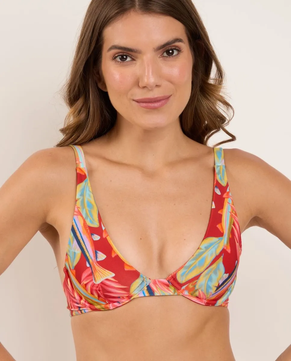 Верх бикини с треугольными чашечками и принтом Río de Sol, красный
Верх бикини с треугольными чашечками и принтом Río de Sol, красный