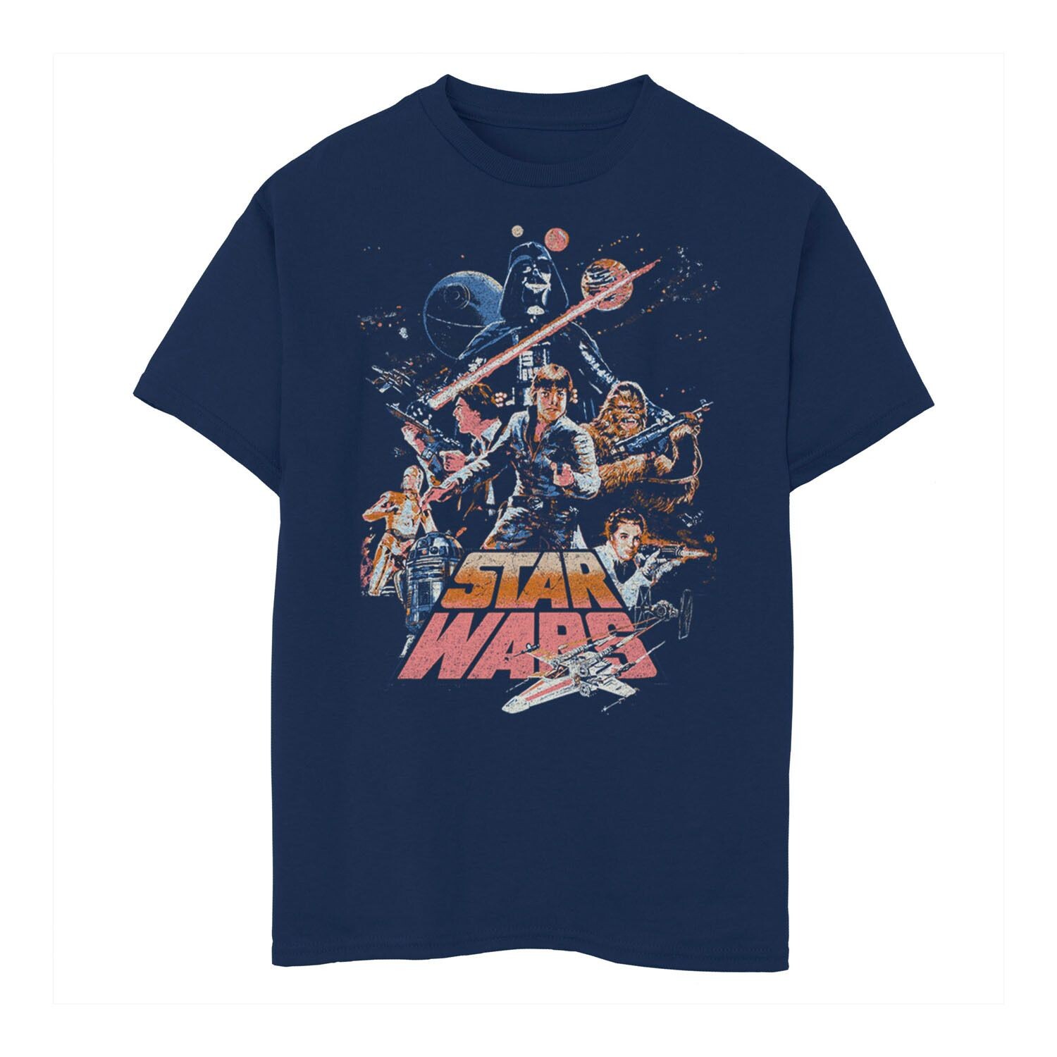 Винтажная футболка с плакатом «Звездные войны» для мальчиков 8–20 лет Licensed Character, синий 
Винтажная футболка с плакатом «Звездные войны» для мальчиков 8–20 лет Licensed Character, синий