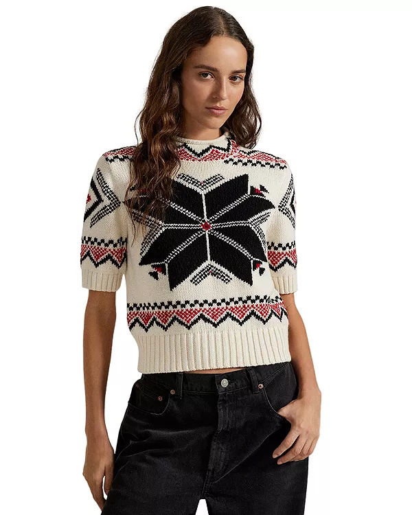 Свитер с короткими рукавами и воротником-стойкой «Снежинка» Ralph Lauren, белый
Свитер с короткими рукавами и воротником-стойкой «Снежинка» Ralph Lauren, белый