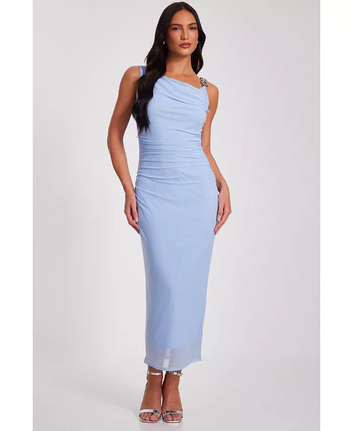 Женское сетчатое платье макси на одно плечо с цепочкой QUIZ, синий
Женское сетчатое платье макси на одно плечо с цепочкой QUIZ, синий