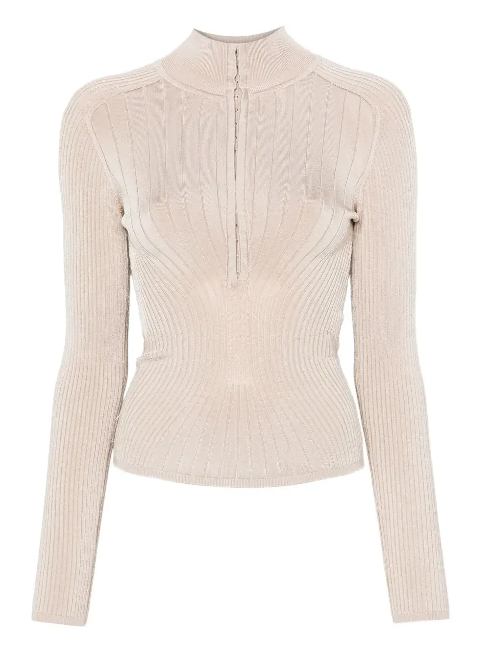 Свитер в рубчик на молнии Mugler, нейтральный
Свитер в рубчик на молнии Mugler, нейтральный
