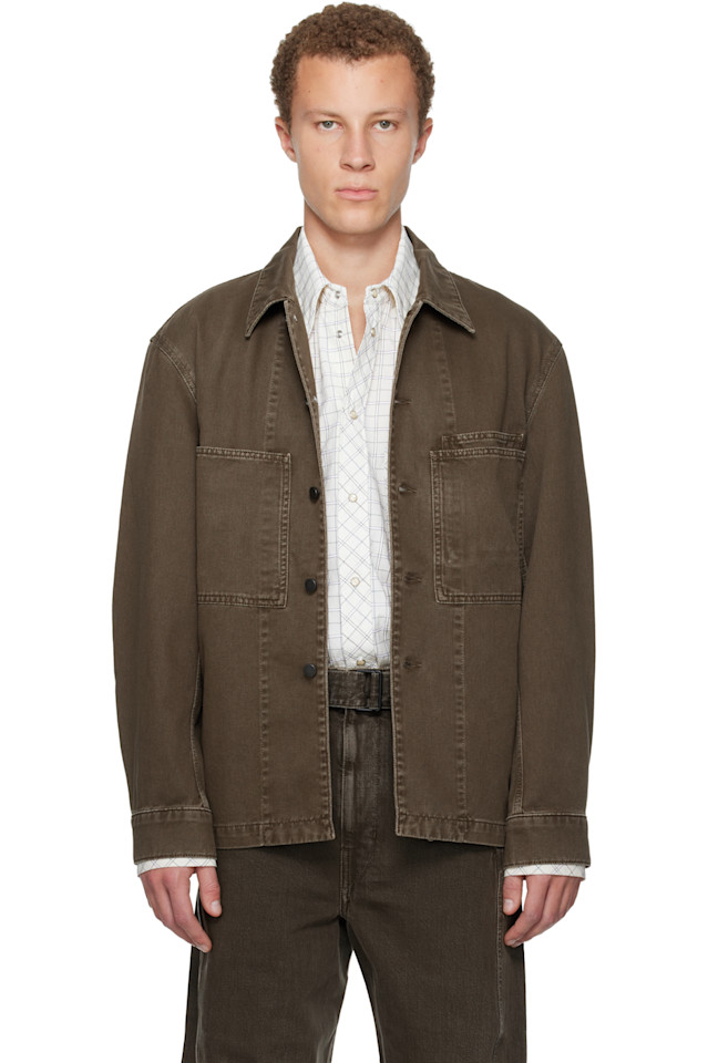 Lemaire Рубашка-Накидка из денима цвета хаки для работы
Lemaire Рубашка-Накидка из денима цвета хаки для работы