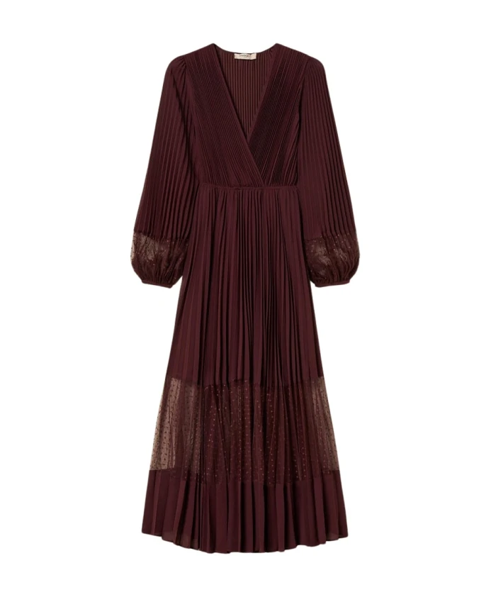 Длинное платье с кружевом и складками Twinset, красный
Длинное платье с кружевом и складками Twinset, красный