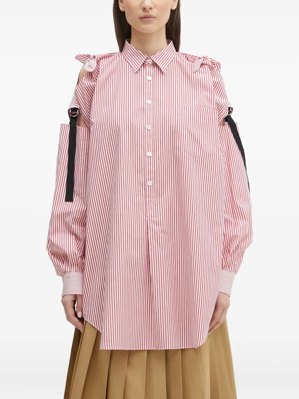 Полосатая рубашка с вырезами на плечах Undercover, красный
Полосатая рубашка с вырезами на плечах Undercover, красный