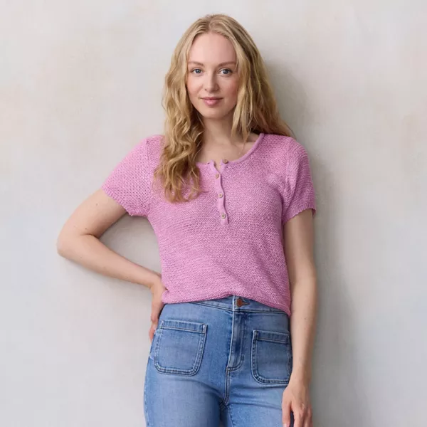 Женская футболка-свитер с короткими рукавами Lc Lauren Conrad, цвет grape macaroon
Женская футболка-свитер с короткими рукавами Lc Lauren Conrad, цвет grape macaroon