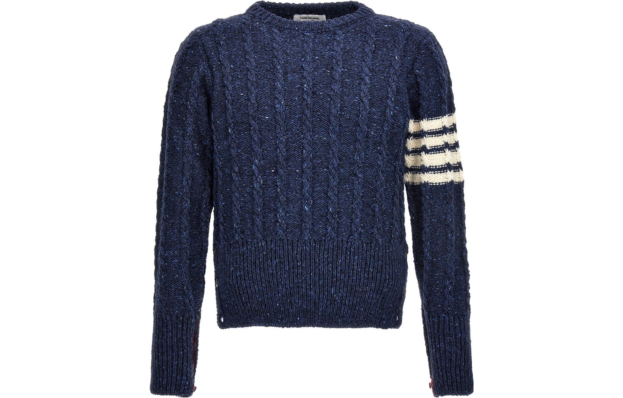 THOM BROWNE Свитер с кабельной вязкой и полосками Rwb
THOM BROWNE Свитер с кабельной вязкой и полосками Rwb