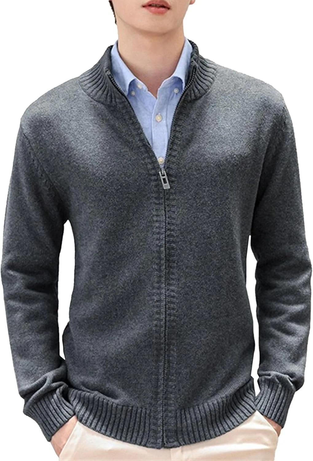 Мужской кардиган с воротником стойкой и длинным рукавом
Мужской кардиган с воротником стойкой и длинным рукавом