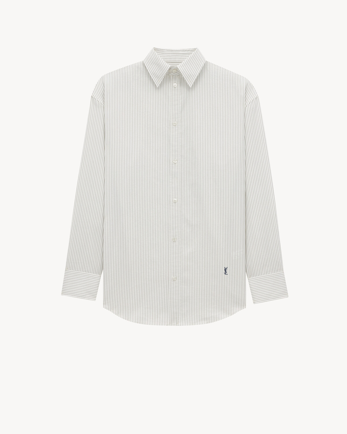 Рубашка CASSANDRE из полосатого хлопкового поплина Saint Laurent, серый/серебряный
Рубашка CASSANDRE из полосатого хлопкового поплина Saint Laurent, серый/серебряный