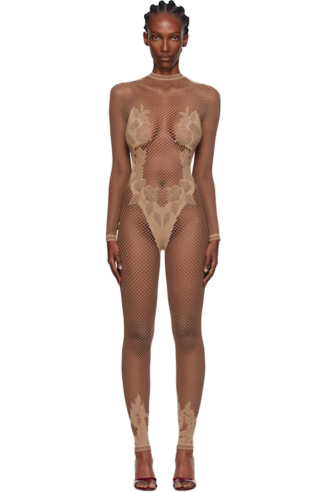 Комбинезон-Капри из сетчатой ткани с листьями Poster Girl, бежевый
Комбинезон-Капри из сетчатой ткани с листьями Poster Girl, бежевый