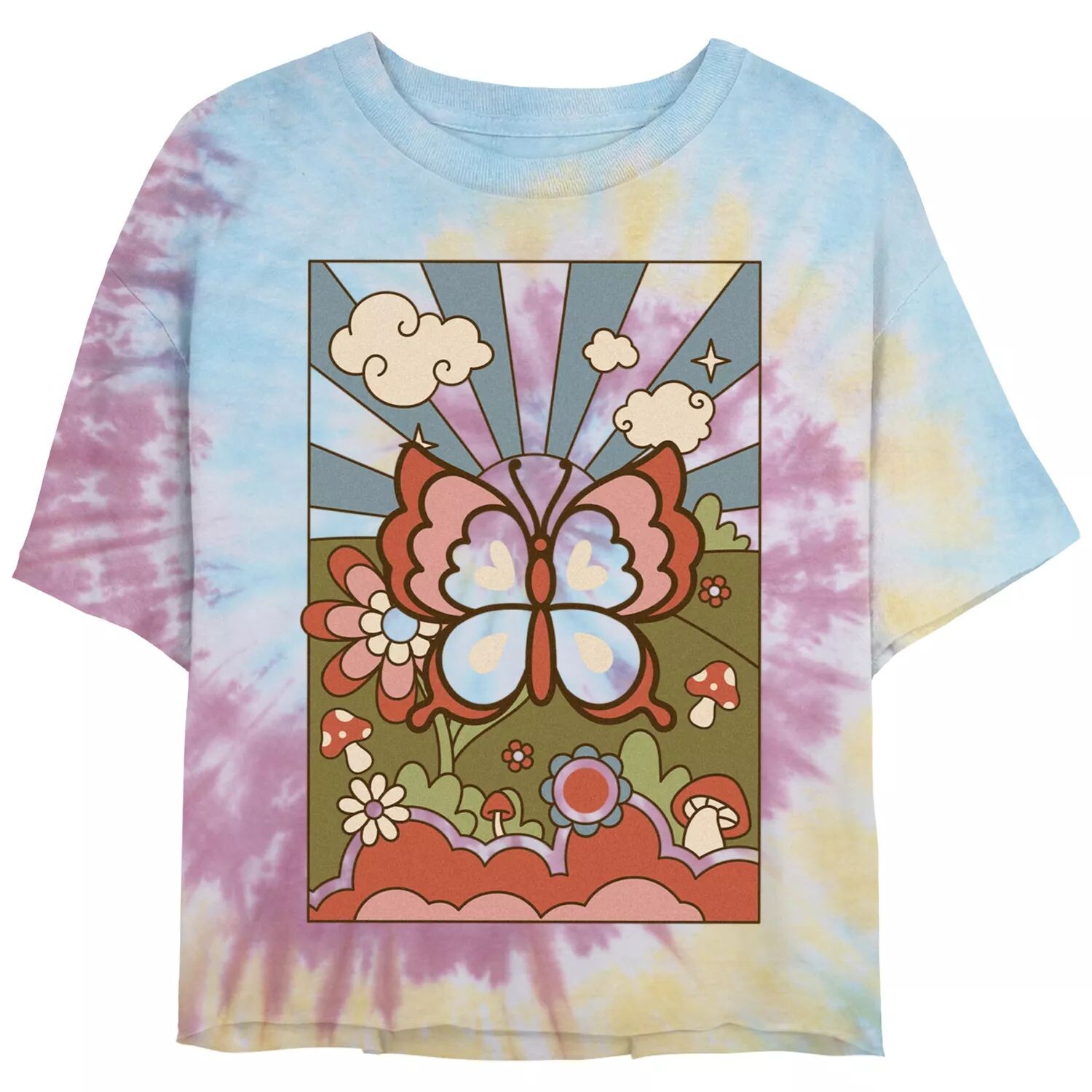 Укороченная футболка с рисунком Tie Dye для подростков Colorful Paradise Butterfly Spiral Tie Dye
Укороченная футболка с рисунком Tie Dye для подростков Colorful Paradise Butterfly Spiral Tie Dye