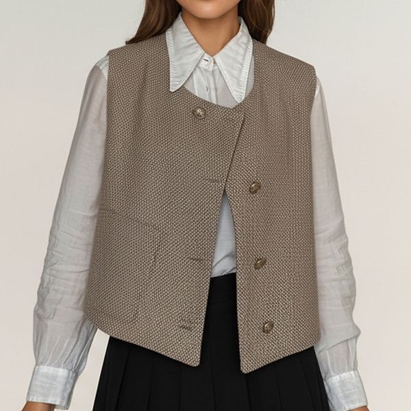 Женский топ-жилет с фактурной застежкой на пуговицах и асимметричным подолом Anna-Kaci, Brown
Женский топ-жилет с фактурной застежкой на пуговицах и асимметричным подолом Anna-Kaci, Brown