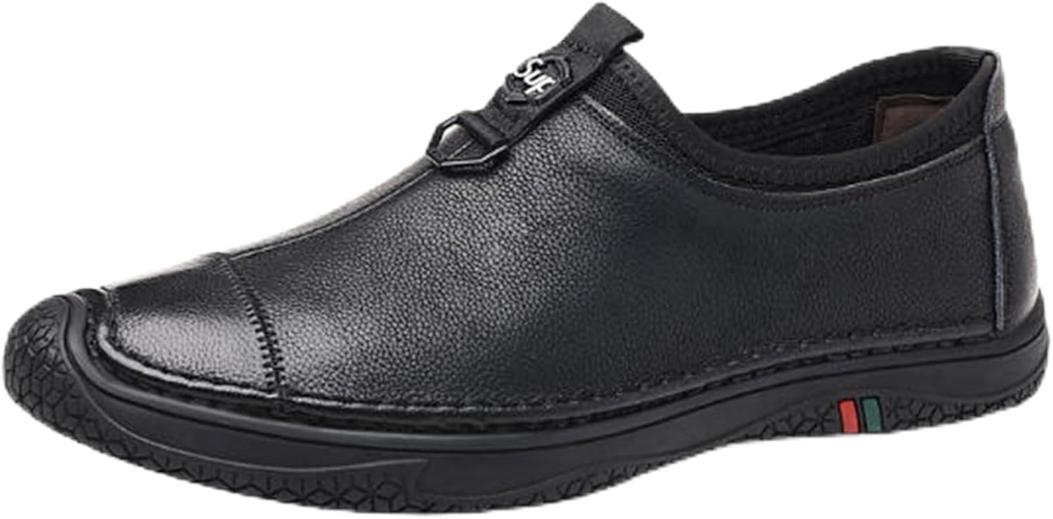 Мужские кожаные лоферы без шнурков с плоской подошвой, повседневные, с округлым носком, мягкой стелькой, легкие, с дышащим верхом, противоскользящие, в виде лодочек, для ежедневной носки, вождения, работы, прогулок и офиса Houdbdol, черный
Мужские кожаные лоферы без шнурков с плоской подошвой, повседневные, с округлым носком, мягкой стелькой, легкие, с дышащим верхом, противоскользящие, в виде лодочек, для ежедневной носки, вождения, работы, прогулок и офиса Houdbdol, черный