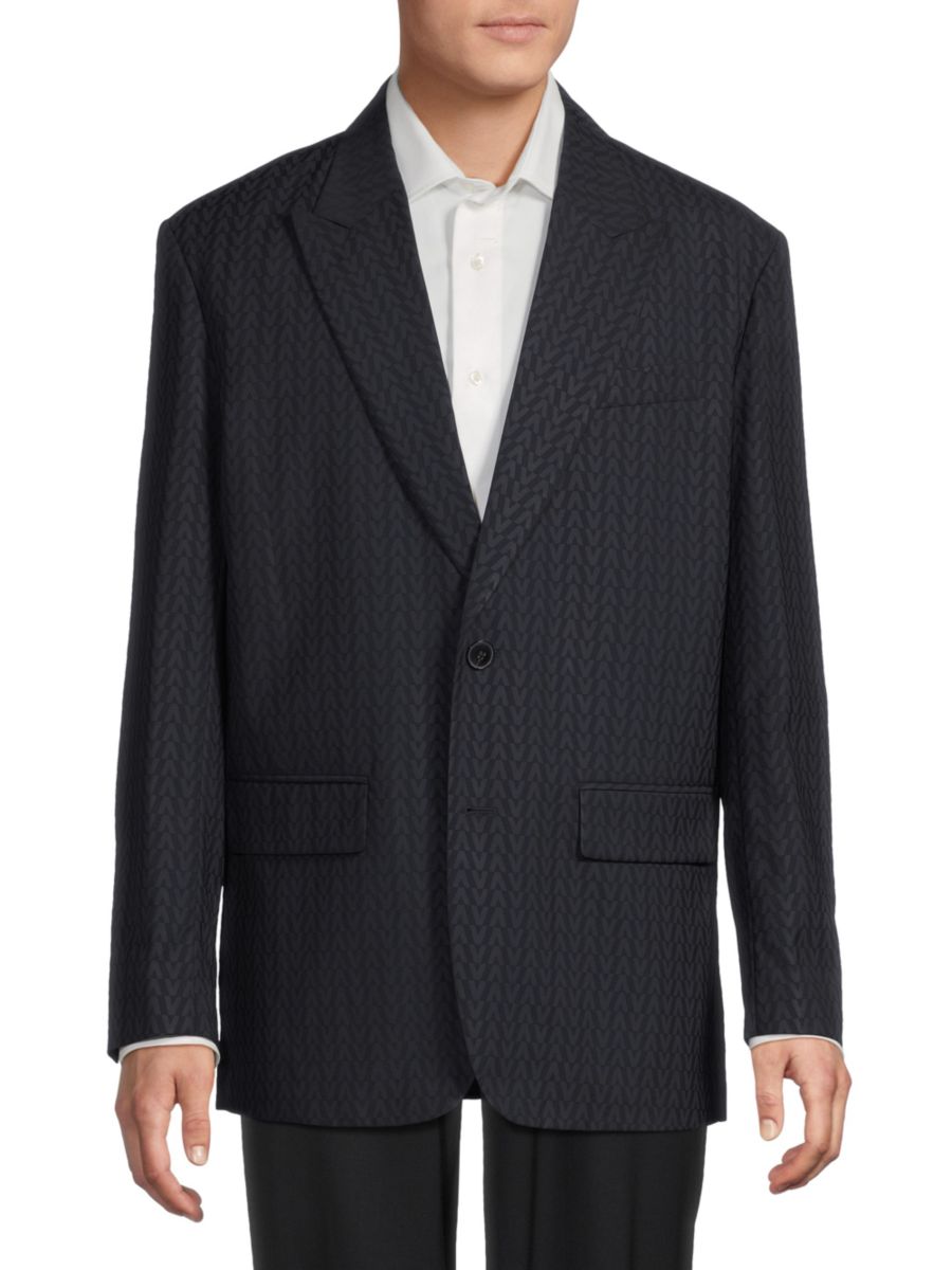 Куртка Modern Fit из шерсти и мохера с монограммой Valentino, синий 
Куртка Modern Fit из шерсти и мохера с монограммой Valentino, синий