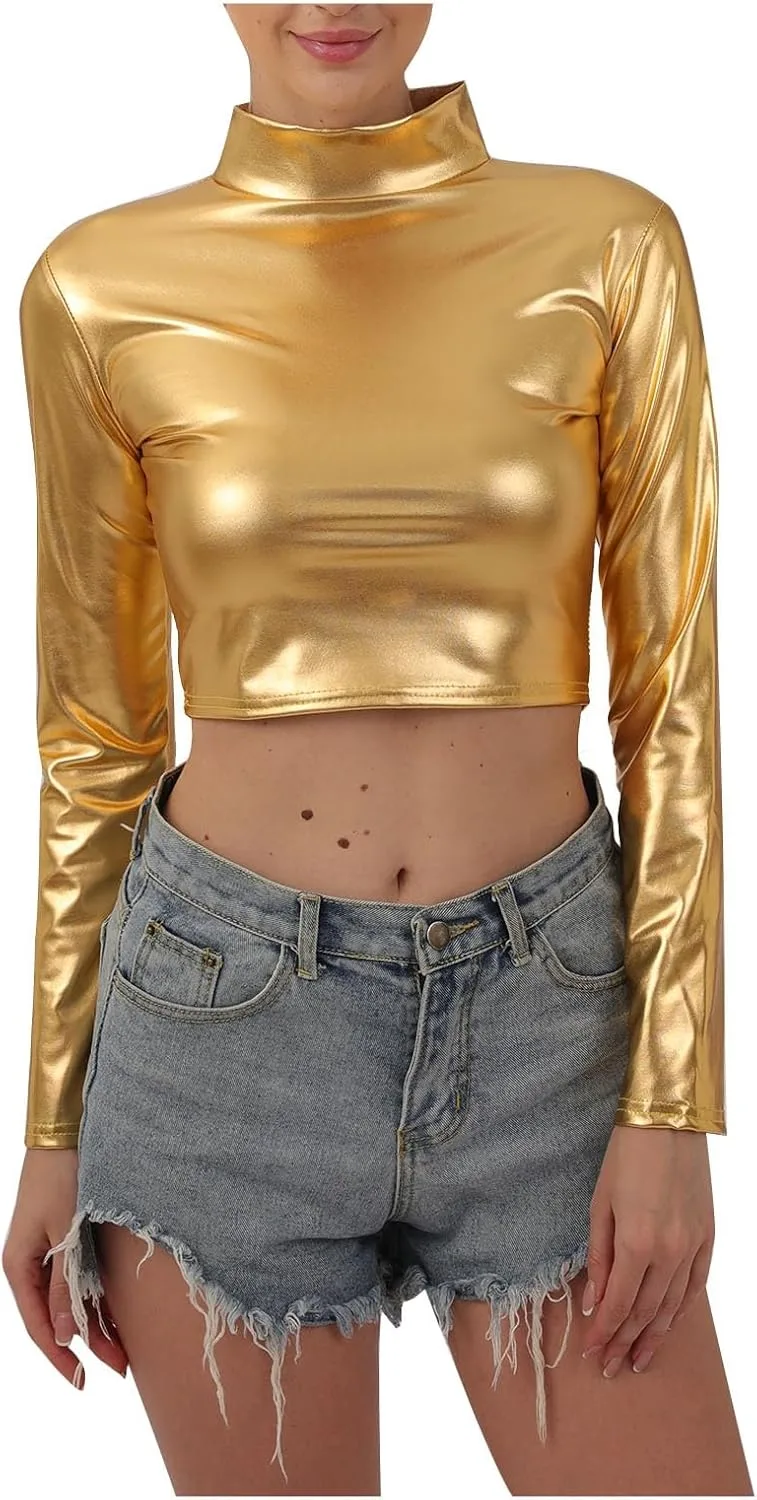 Женский блестящий топ с длинными рукавами и водолазкой XUNRYAN
Женский блестящий топ с длинными рукавами и водолазкой XUNRYAN