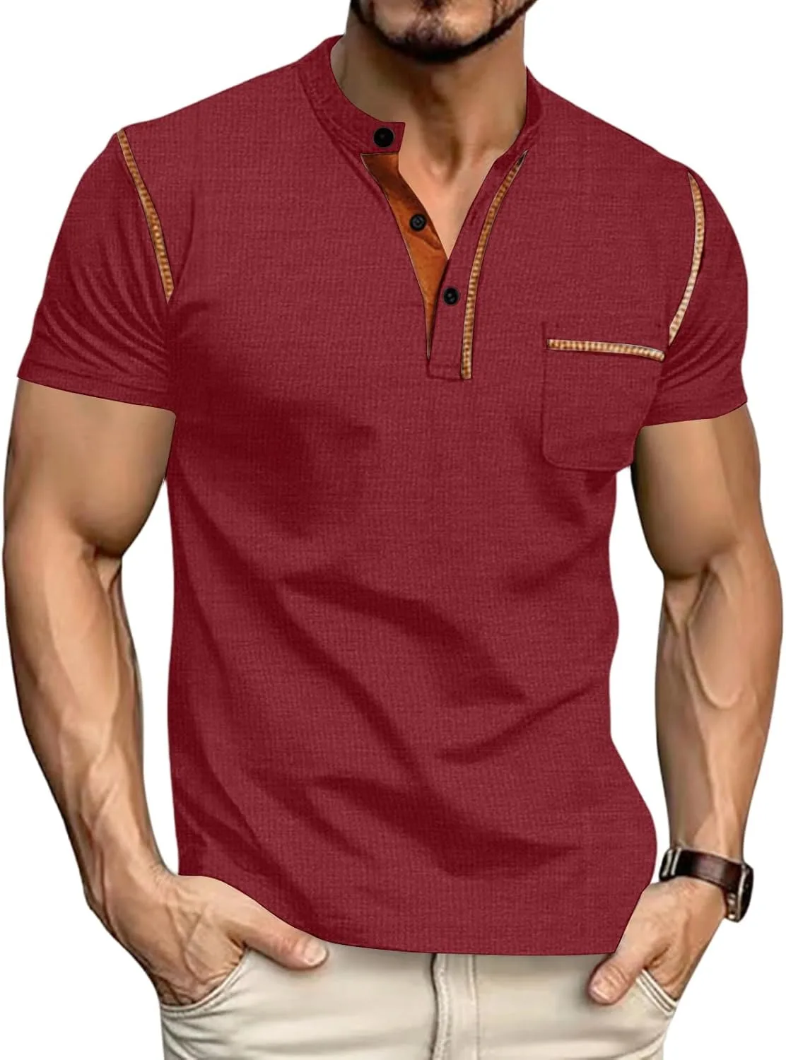 Мужская футболка хенли с коротким рукавом и карманом FlekmanArt
Мужская футболка хенли с коротким рукавом и карманом FlekmanArt