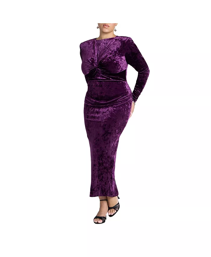 Женское бархатное платье макси с перекрученным лифом ELOQUII, фиолетовый
Женское бархатное платье макси с перекрученным лифом ELOQUII, фиолетовый