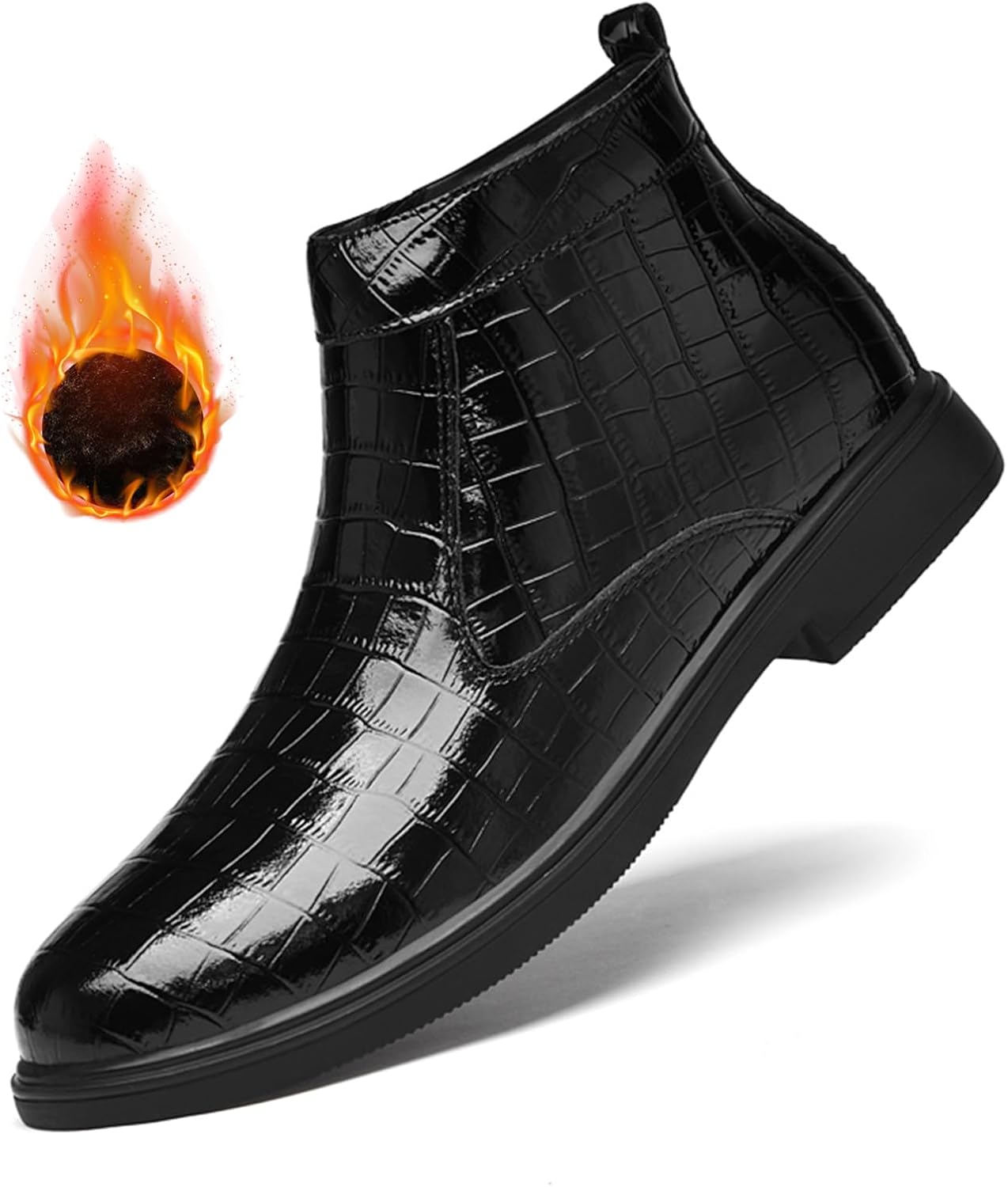 Мужские ботинки Челси из лакированной кожи с теплой комфортной плюшевой подкладкой, боковой молнией, без шнуровки, классические деловые ботинки, круглый носок, низкий каблук, водонепроницаемые, повседневные ботильоны Eggdk, черный
Мужские ботинки Челси из лакированной кожи с теплой комфортной плюшевой подкладкой, боковой молнией, без шнуровки, классические деловые ботинки, круглый носок, низкий каблук, водонепроницаемые, повседневные ботильоны Eggdk, черный