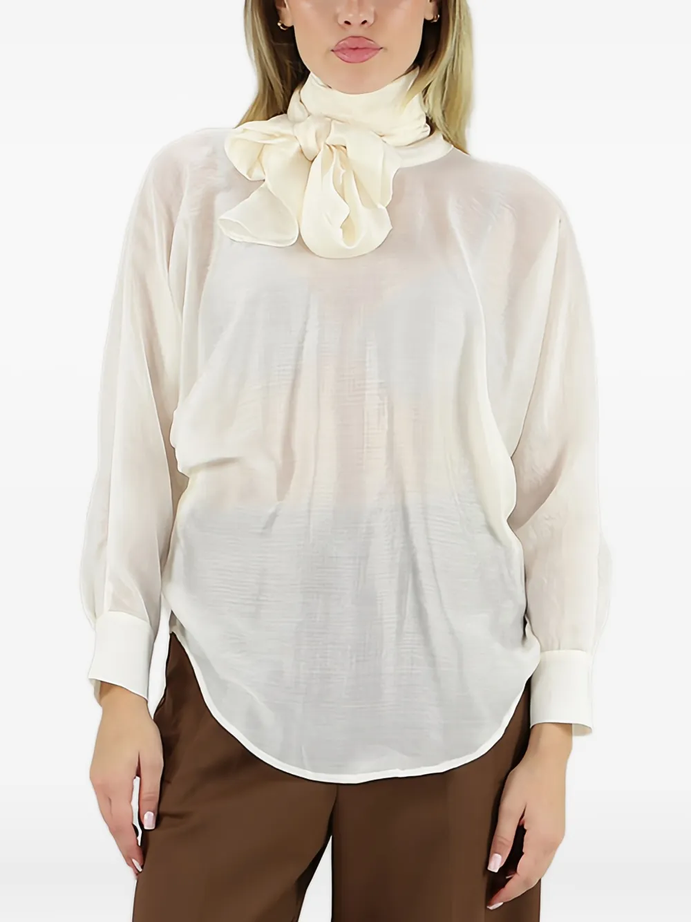 Блузка с длинными рукавами и бантом на воротнике Merci, нейтральный
Блузка с длинными рукавами и бантом на воротнике Merci, нейтральный