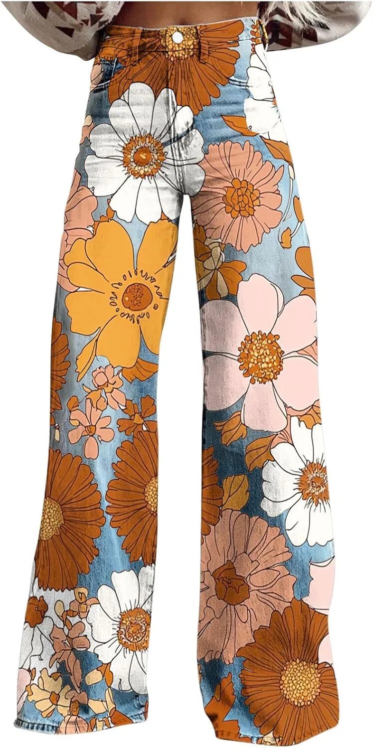 Женские джинсы с высокой талией и широкими штанинами в стиле baggy с цветочным принтом
Женские джинсы с высокой талией и широкими штанинами в стиле baggy с цветочным принтом