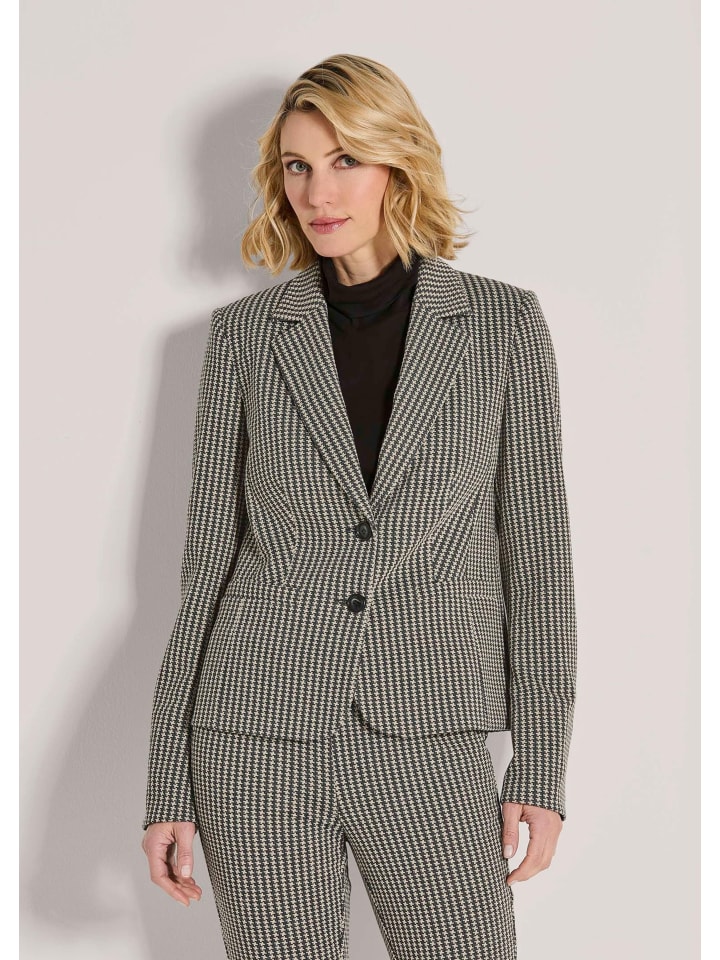 MADELEINE Блейзер Eleganter Einreiher mit Reverskragen in bleigrau / perlweiß
MADELEINE Блейзер Eleganter Einreiher mit Reverskragen in bleigrau / perlweiß