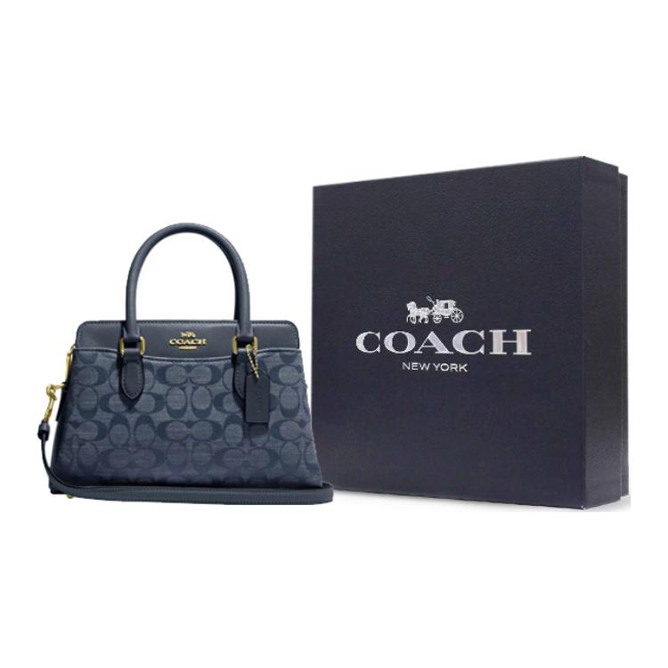 COACH Дарси ткань с кожаной коровьей сумкой через плечо средний размер женская джинсовая синяя
COACH Дарси ткань с кожаной коровьей сумкой через плечо средний размер женская джинсовая синяя