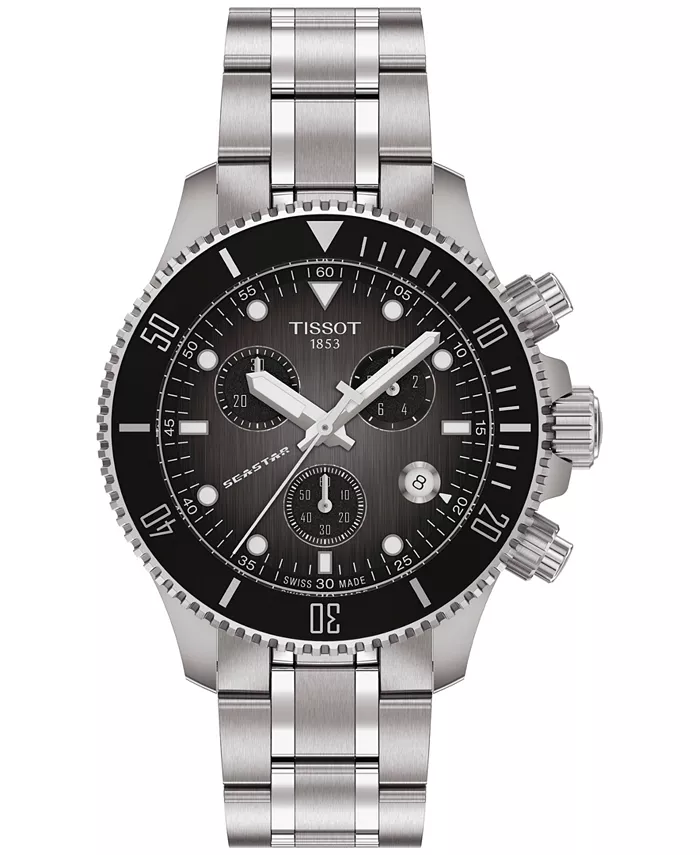 Мужские часы Swiss Chronograph Seastar 1000 на стальном браслете, 38 мм Tissot
Мужские часы Swiss Chronograph Seastar 1000 на стальном браслете, 38 мм Tissot