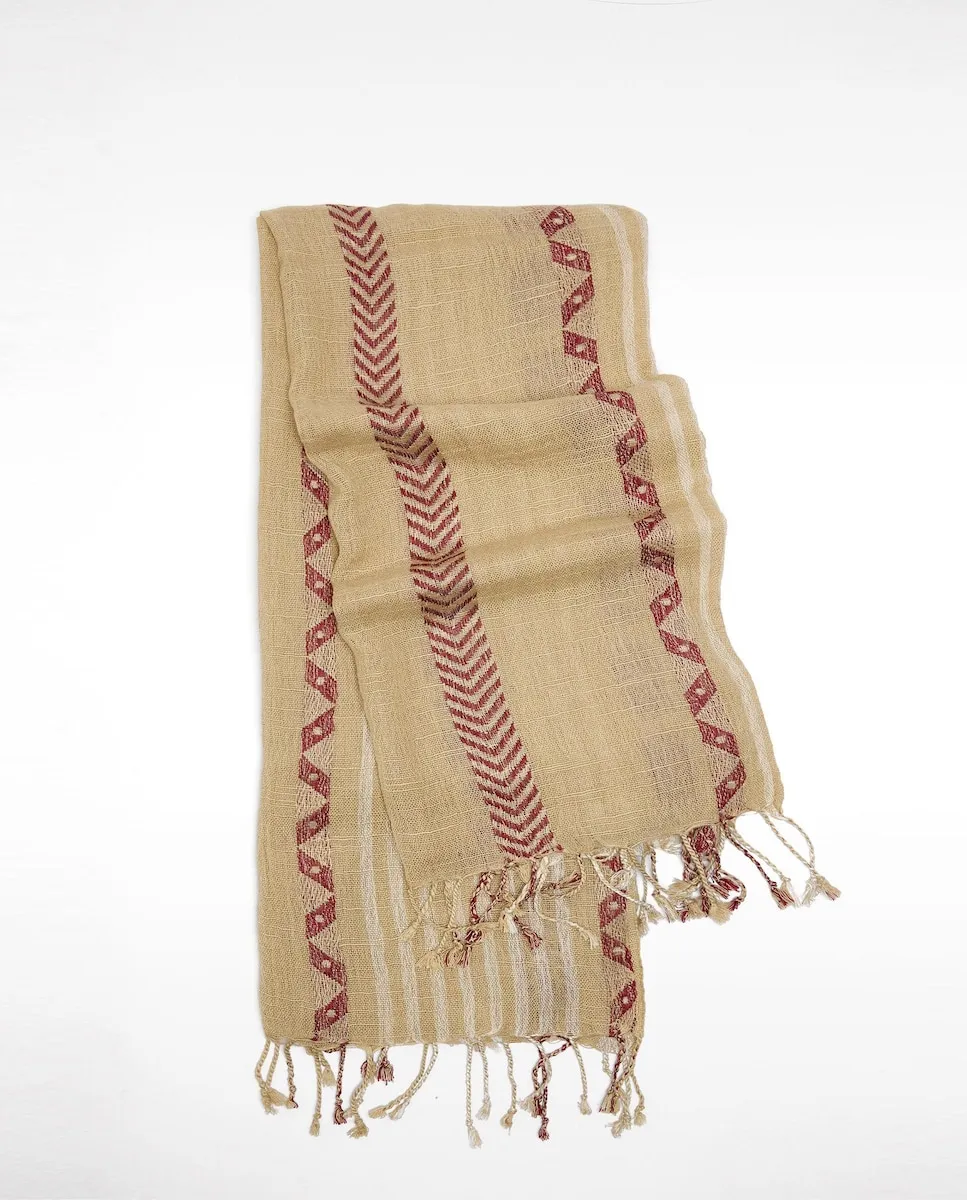 Платок с декоративной строчкой, бахромой и принтами Parfois, коричневый 
Платок с декоративной строчкой, бахромой и принтами Parfois, коричневый