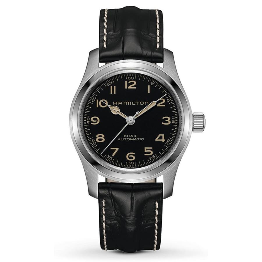 Hamilton Khaki Field Murph Автоматические мужские часы с черным циферблатом и кожаным ремешком H70605731
Hamilton Khaki Field Murph Автоматические мужские часы с черным циферблатом и кожаным ремешком H70605731