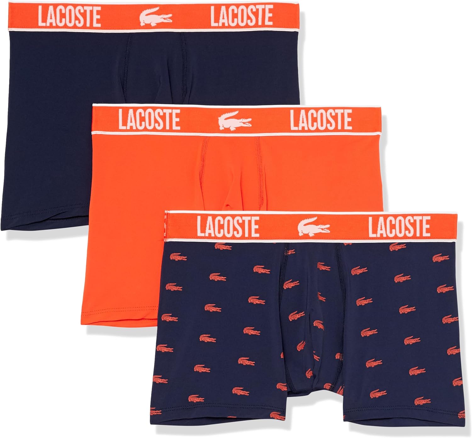 Мужские хлопковые трусы-боксеры Lacoste с принтом «Анимация», 3 шт., Navy Blue/Sunrise/Navy Blue
Мужские хлопковые трусы-боксеры Lacoste с принтом «Анимация», 3 шт., Navy Blue/Sunrise/Navy Blue
