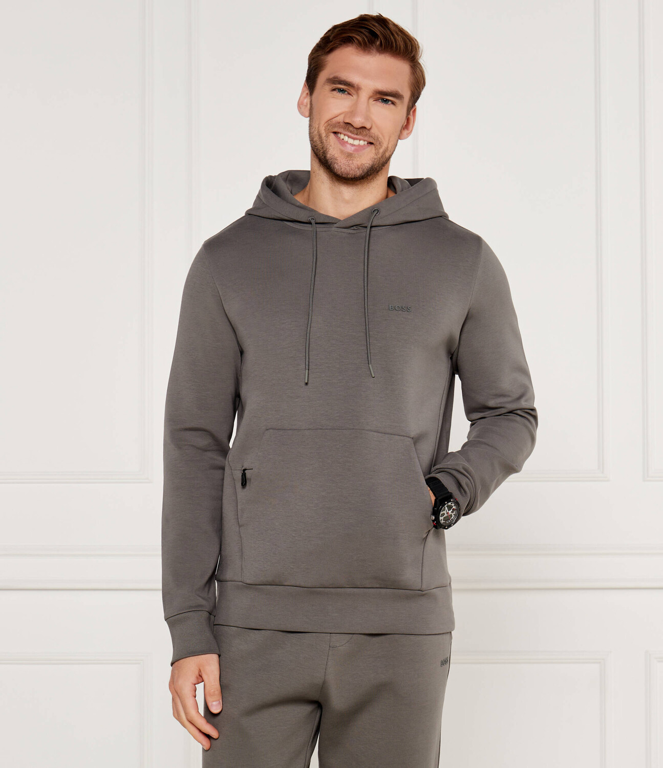 Толстовка BOSS GREEN Soody Regular Fit, серый 
Толстовка BOSS GREEN Soody Regular Fit, серый