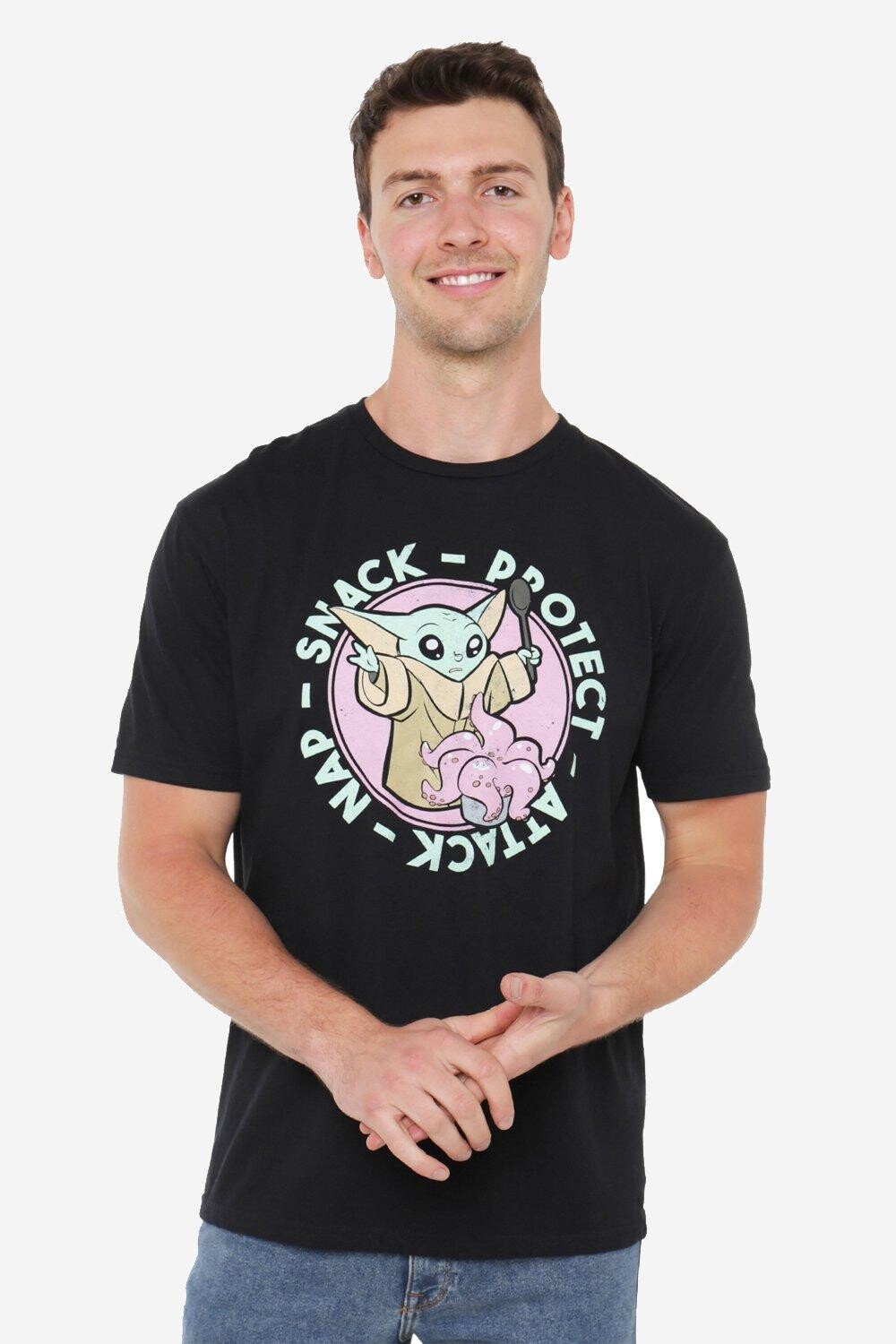 Мужская футболка Mandalorian Baby Yoda Grogu Protect Attack Nap Snack Star Wars, черный
Мужская футболка Mandalorian Baby Yoda Grogu Protect Attack Nap Snack Star Wars, черный