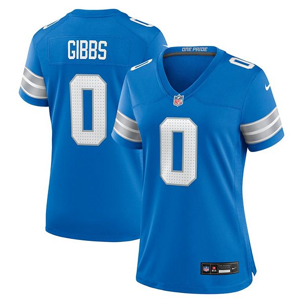 Женская игровая футболка Jahmyr Gibbs Detroit Lions в синем цвете Nike
Женская игровая футболка Jahmyr Gibbs Detroit Lions в синем цвете Nike
