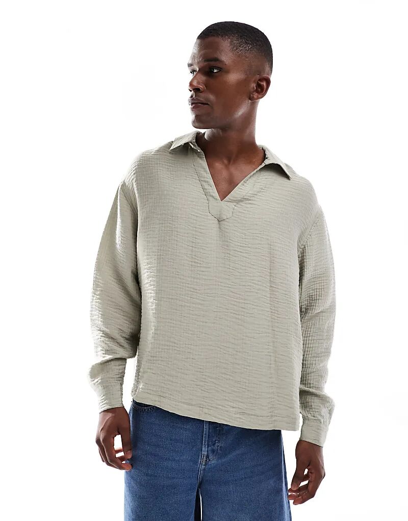 Рубашка свободного кроя ASOS DESIGN серого цвета с текстурой
Рубашка свободного кроя ASOS DESIGN серого цвета с текстурой