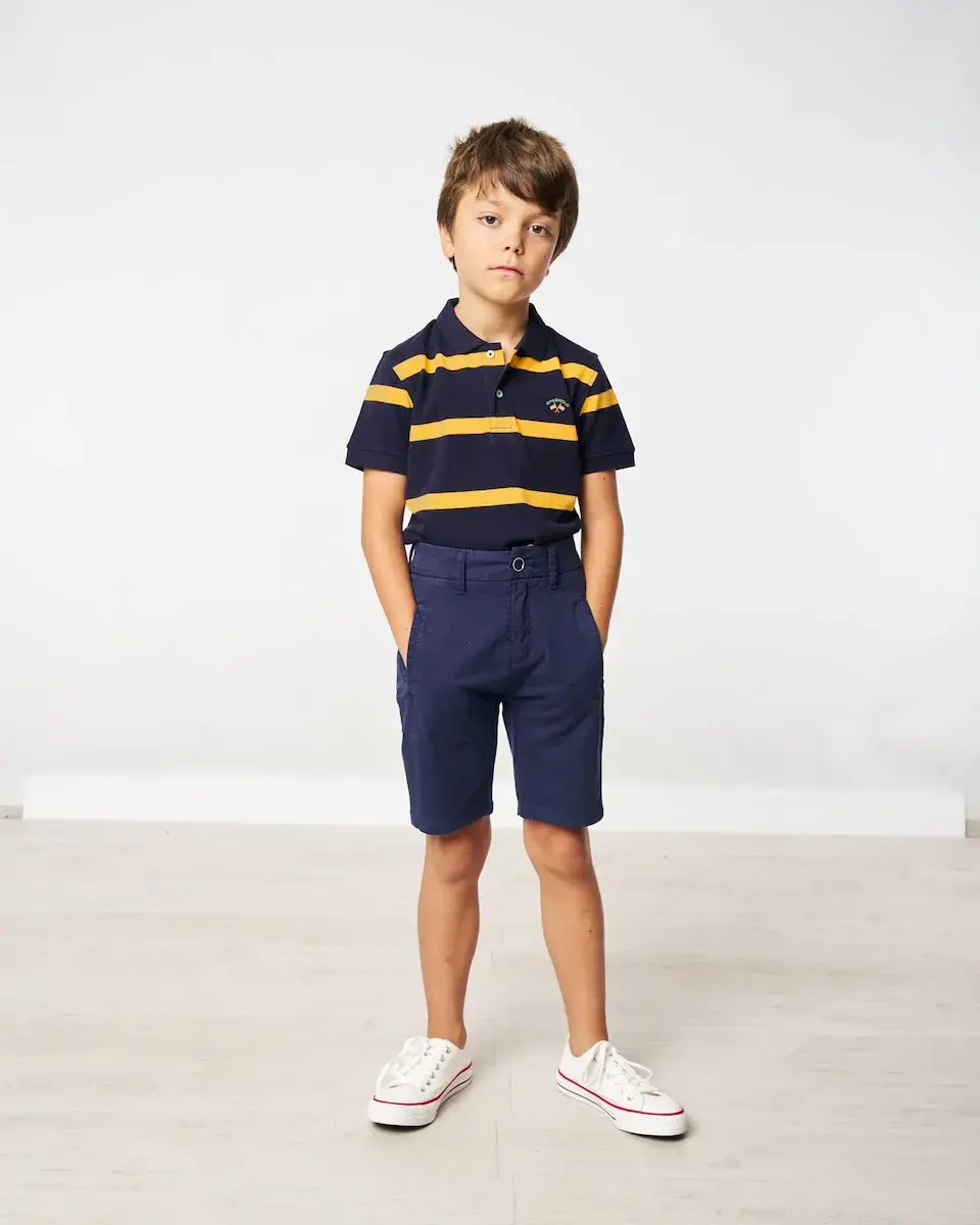 Бермуды детские контрастные с шлёвками на поясе Spagnolo, темно-синий
Бермуды детские контрастные с шлёвками на поясе Spagnolo, темно-синий