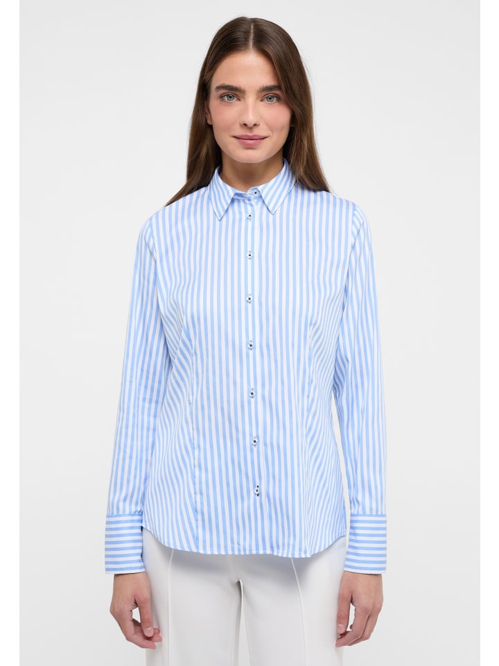 Блузка с длинными рукавами из светло-голубой атласной ткани Eterna
Блузка с длинными рукавами из светло-голубой атласной ткани Eterna