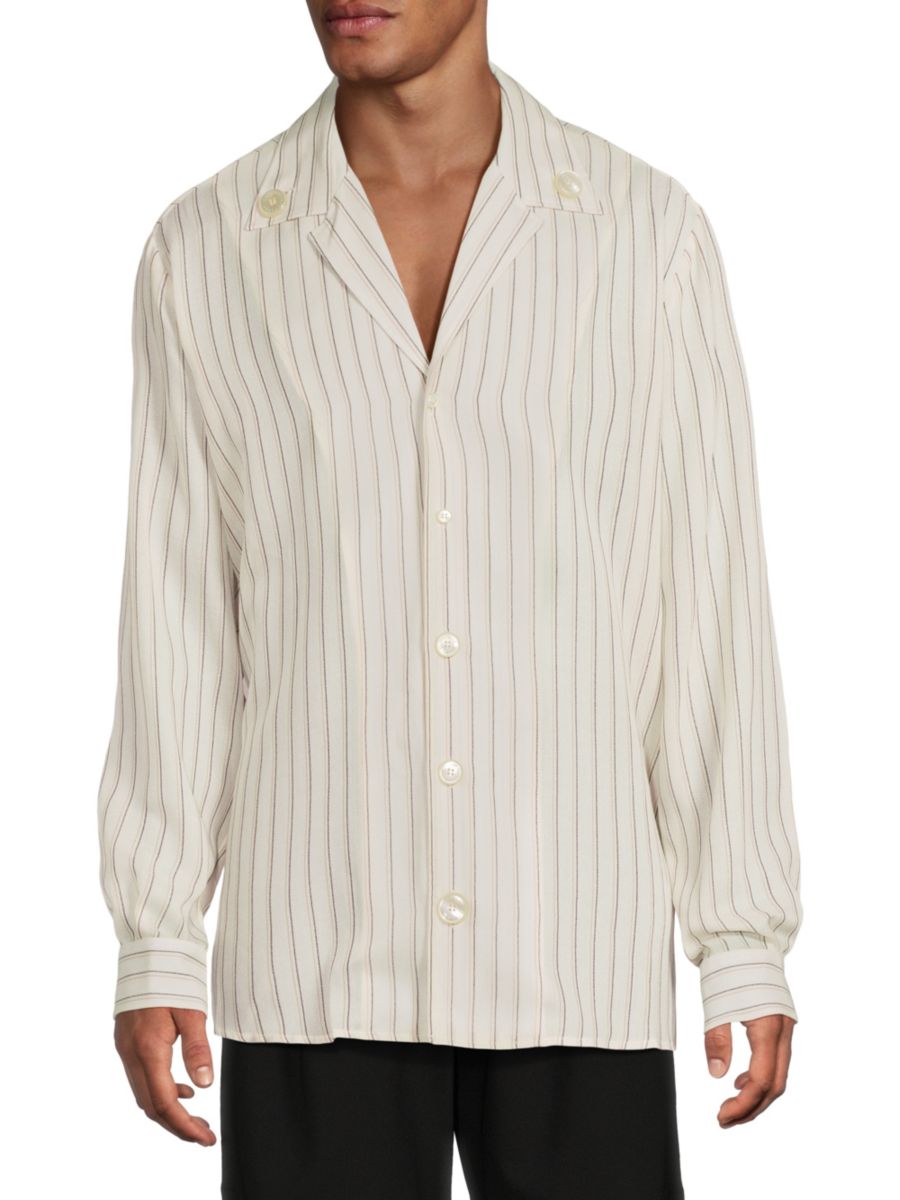 Полосатая гавайская рубашка Opening Ceremony, белый мульти 
Полосатая гавайская рубашка Opening Ceremony, белый мульти