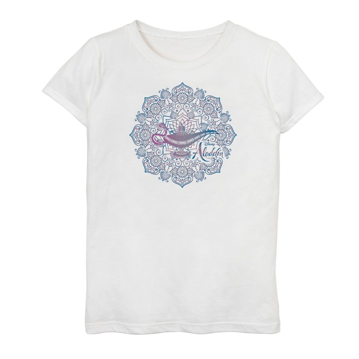 Топ с геометрическим рисунком и неоновой лампой для девочек 6–16 лет Disney's Aladdin Licensed Character, белый 
Топ с геометрическим рисунком и неоновой лампой для девочек 6–16 лет Disney's Aladdin Licensed Character, белый