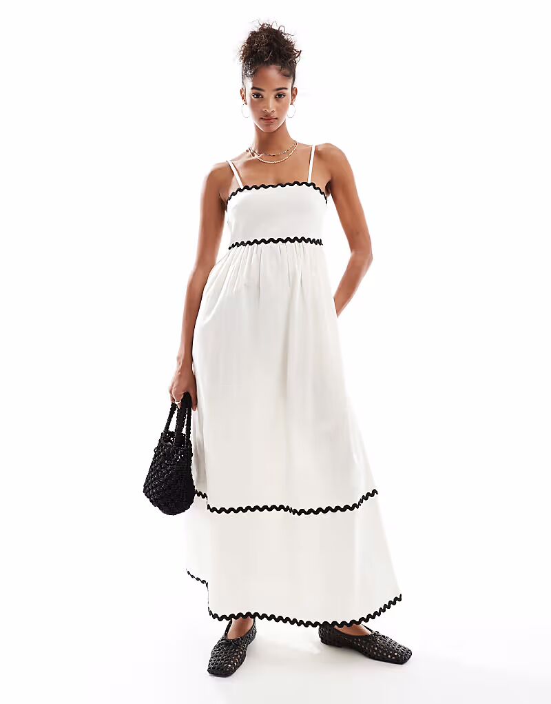 Платье макси Wednesday's Girl с контрастной отделкой кремового цвета
Платье макси Wednesday's Girl с контрастной отделкой кремового цвета