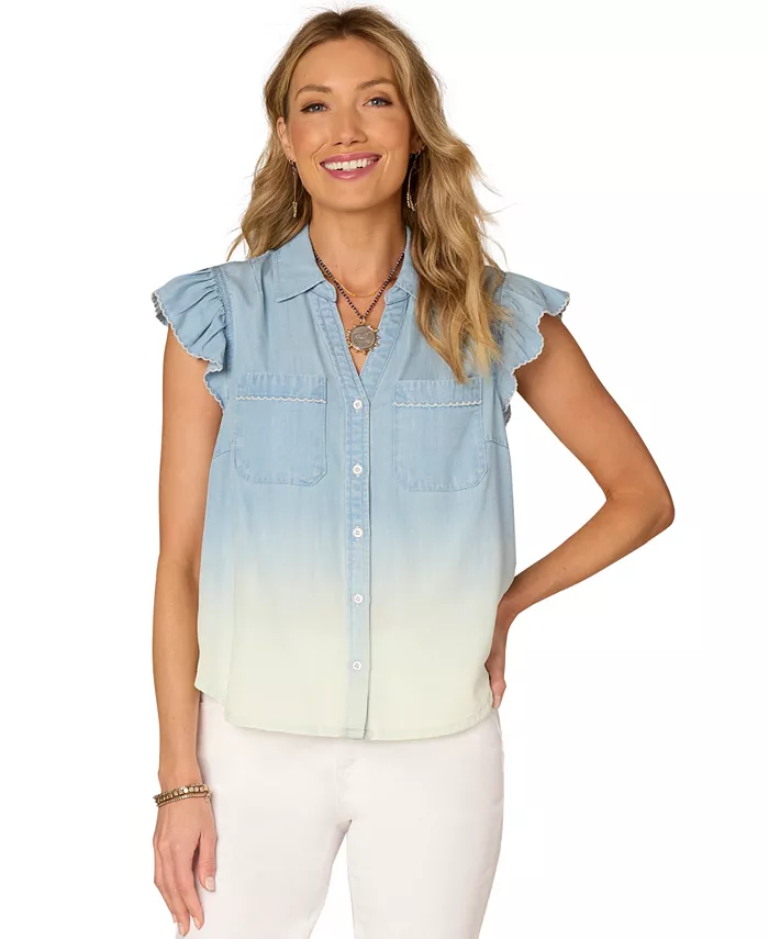 Миниатюрный топ с омбре на пуговицах спереди и рукавами-крылышками Democracy, синий
Миниатюрный топ с омбре на пуговицах спереди и рукавами-крылышками Democracy, синий