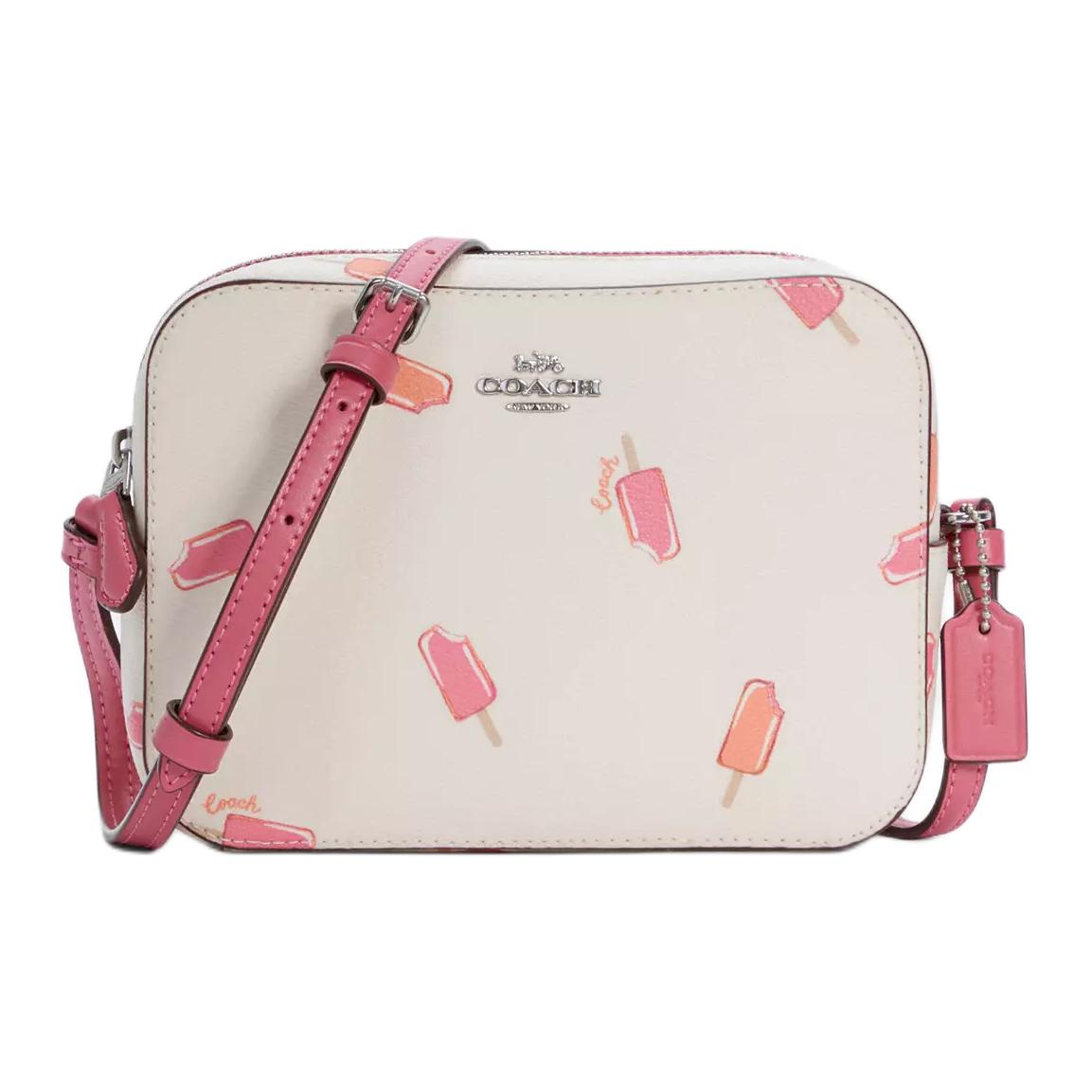 Кожаная сумка для камеры, плечевая сумка, мини-кроссбод белая и розовая COACH
Кожаная сумка для камеры, плечевая сумка, мини-кроссбод белая и розовая COACH