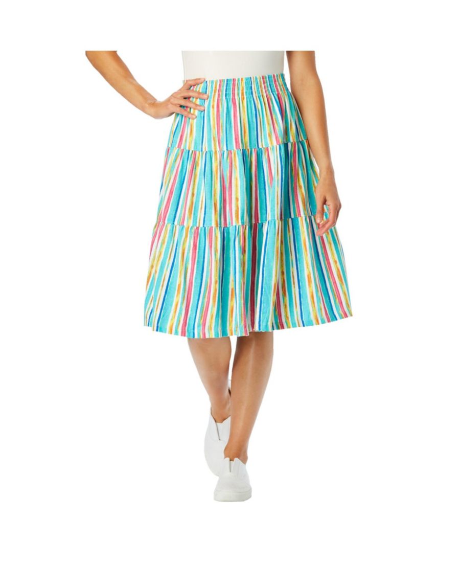 Женская трикотажная многоярусная юбка большого размера с эластичным поясом Woman Within, White multi watercolor stripe
Женская трикотажная многоярусная юбка большого размера с эластичным поясом Woman Within, White multi watercolor stripe