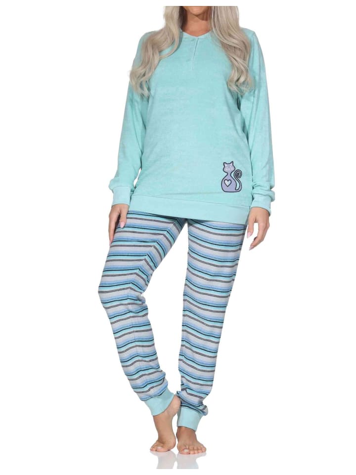 NORMANN Пижама из махровой ткани с длинными рукавами, манжетами и анималистическим рисунком бирюзового цвета
NORMANN Пижама из махровой ткани с длинными рукавами, манжетами и анималистическим рисунком бирюзового цвета