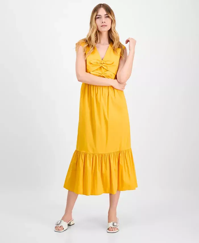 Женское платье миди без рукавов с бантом спереди Anne Klein, желтый
Женское платье миди без рукавов с бантом спереди Anne Klein, желтый