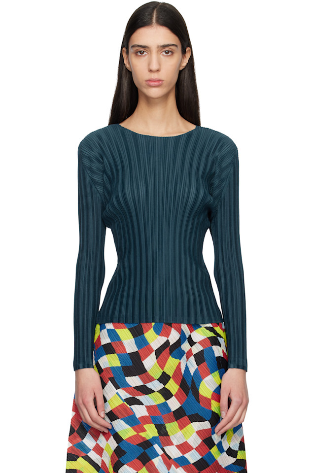 Pleats Please Issey Miyake Темно-Синие ребристые складки, ноябрьский топ
Pleats Please Issey Miyake Темно-Синие ребристые складки, ноябрьский топ