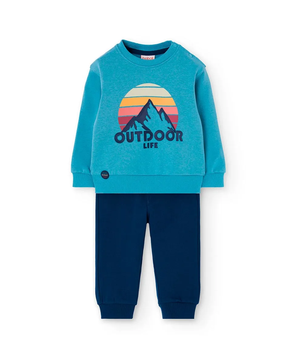 Детский комплект из флиса с принтом на груди и штанами Boboli, бирюзовый
Детский комплект из флиса с принтом на груди и штанами Boboli, бирюзовый